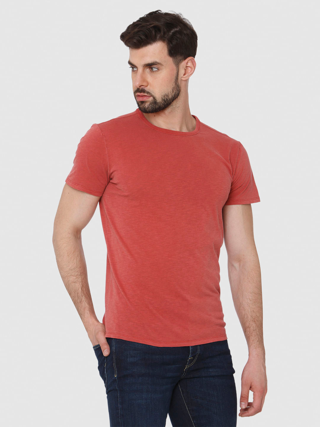 Red Overdyed Crew Neck T-Shirt