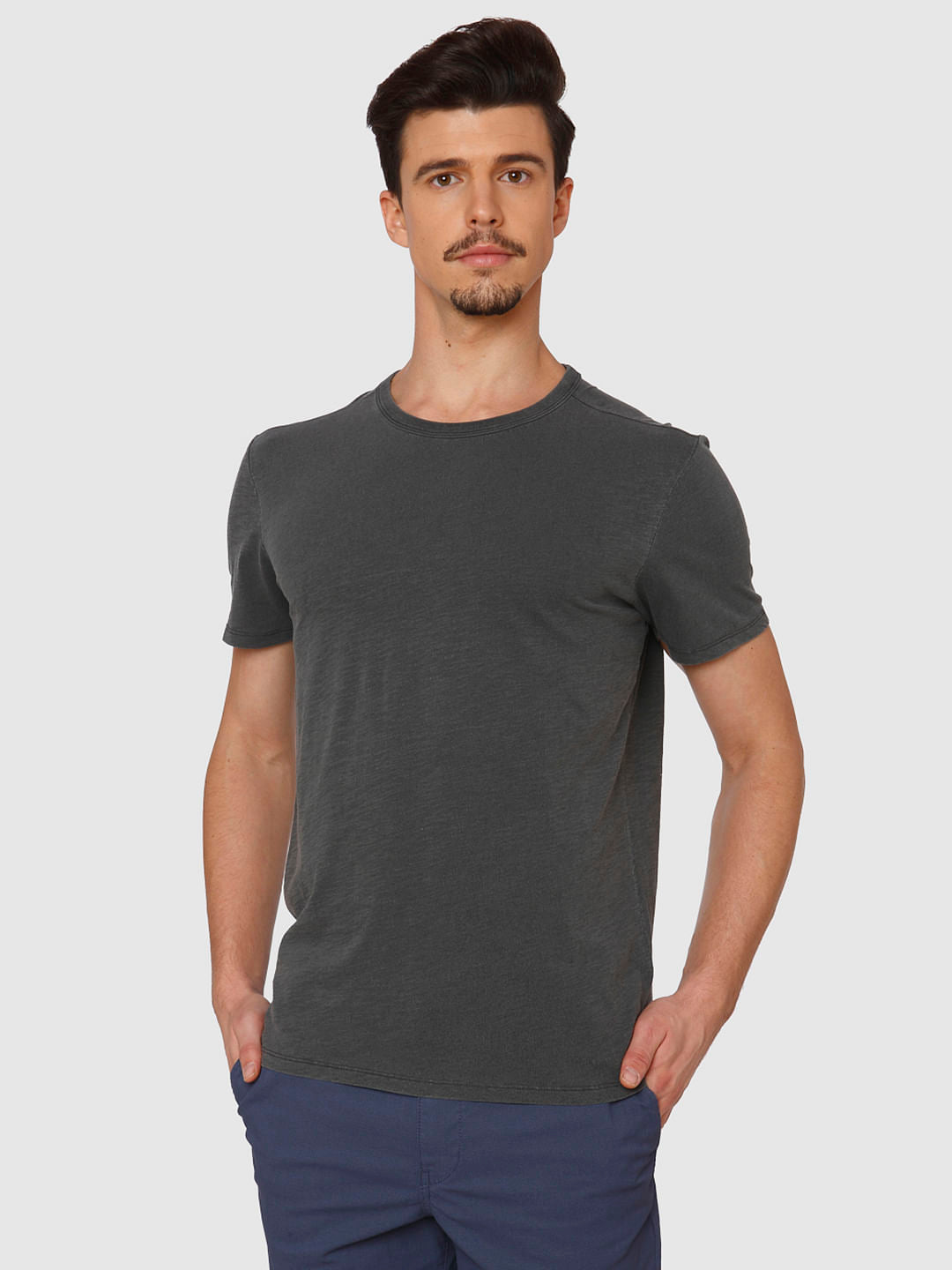 Grey Dyed Crew Neck T-Shirt