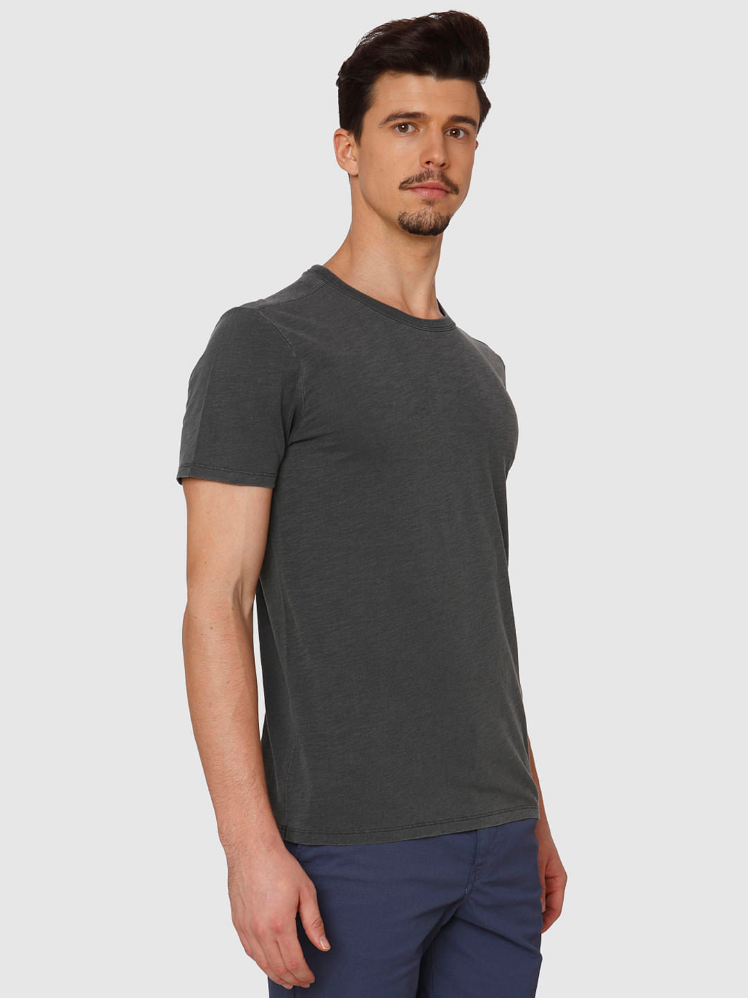 Grey Dyed Crew Neck T-Shirt