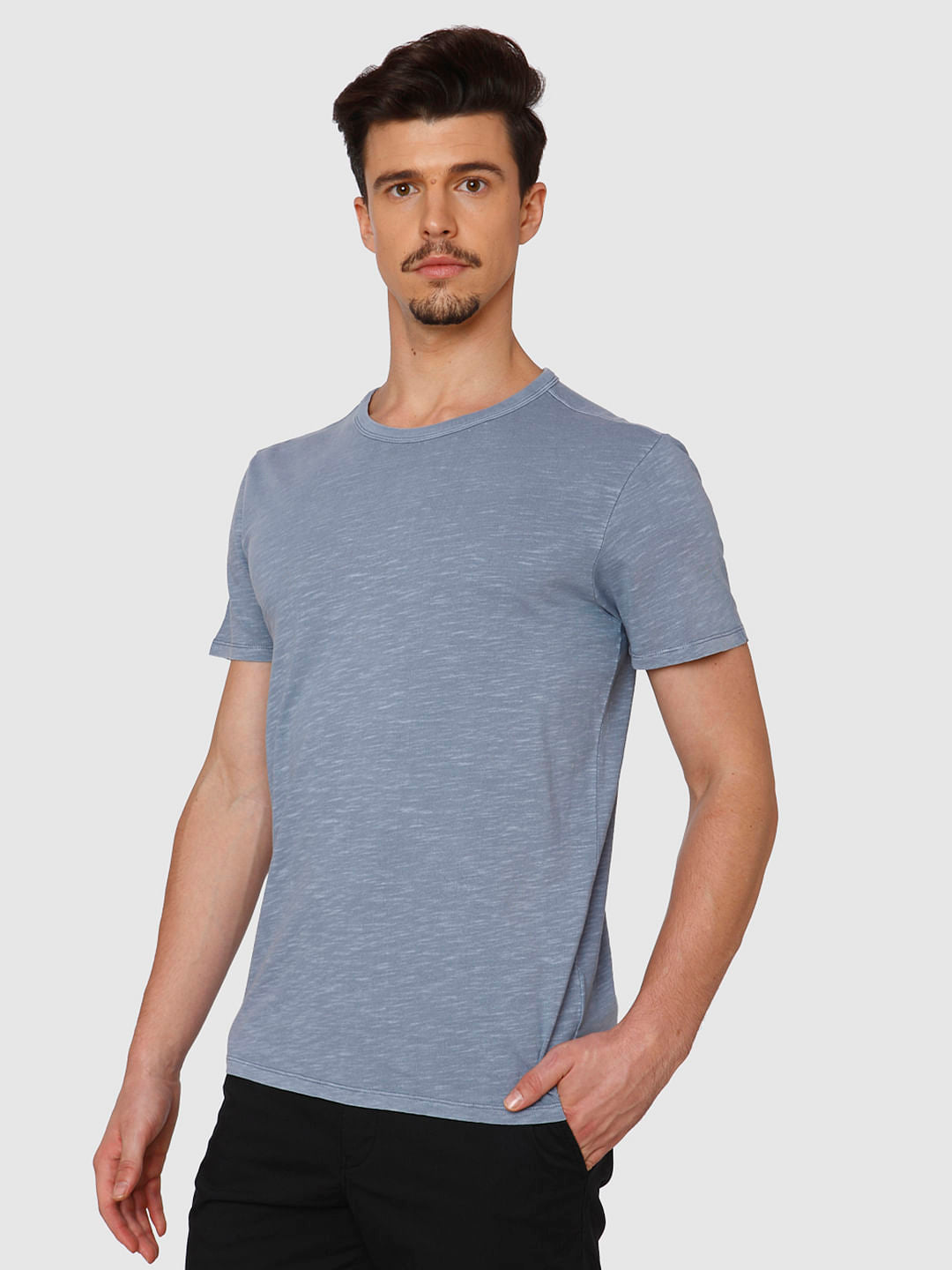 Blue Dyed Crew Neck T-Shirt