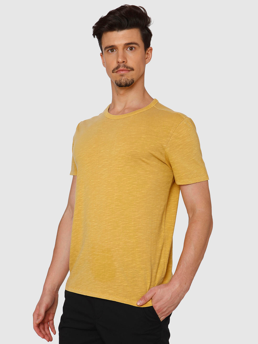 Yellow Dyed Crew Neck T-Shirt