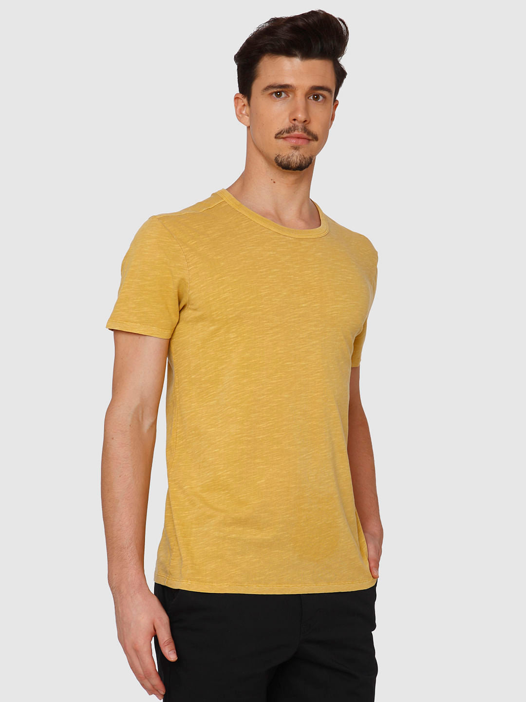 Yellow Dyed Crew Neck T-Shirt