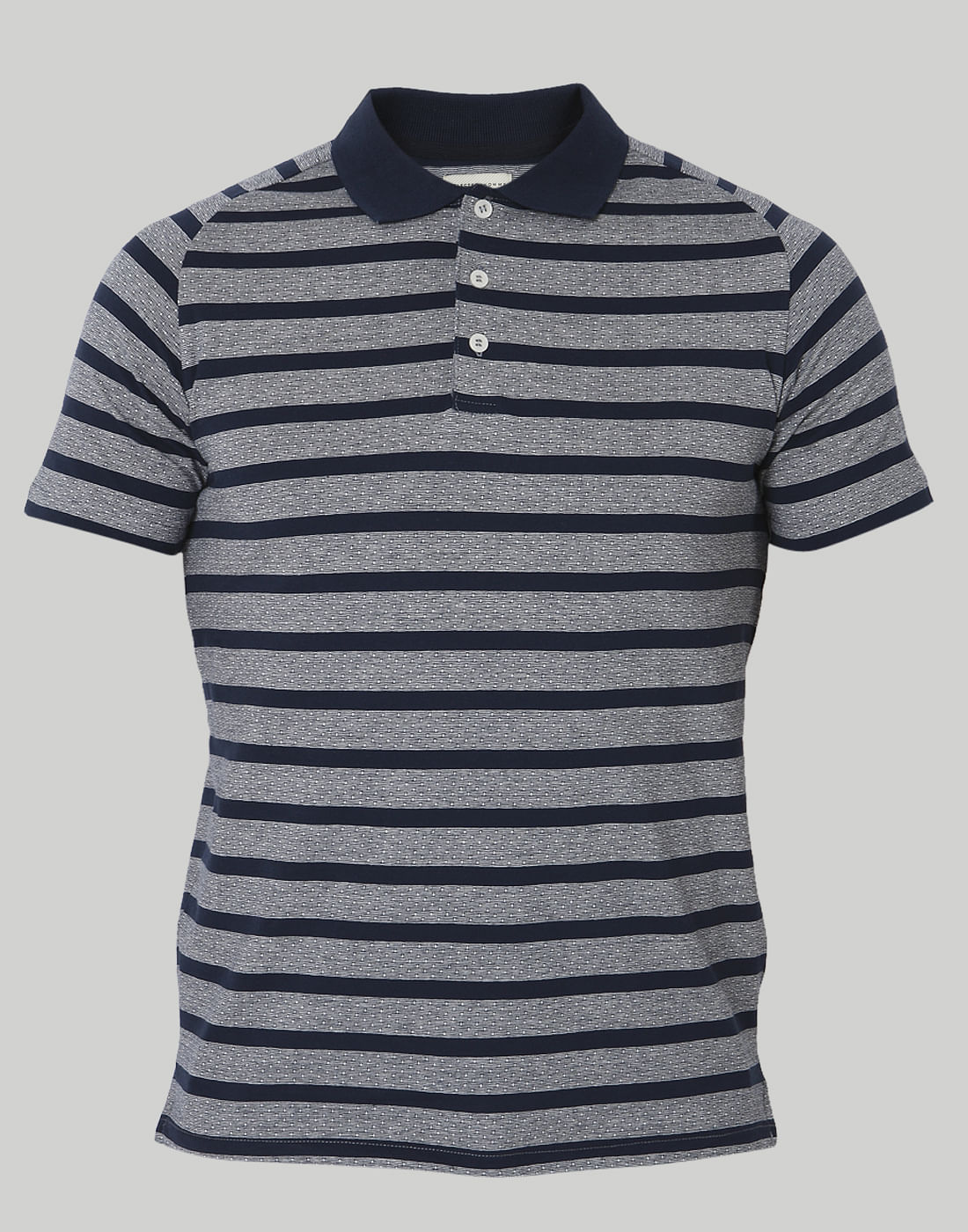 Blue Striped Polo Neck T-Shirt