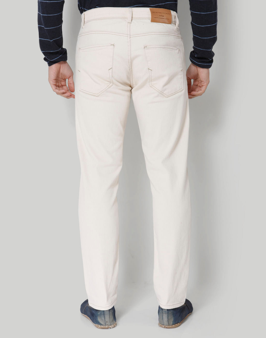 White Tapered Fit Jeans