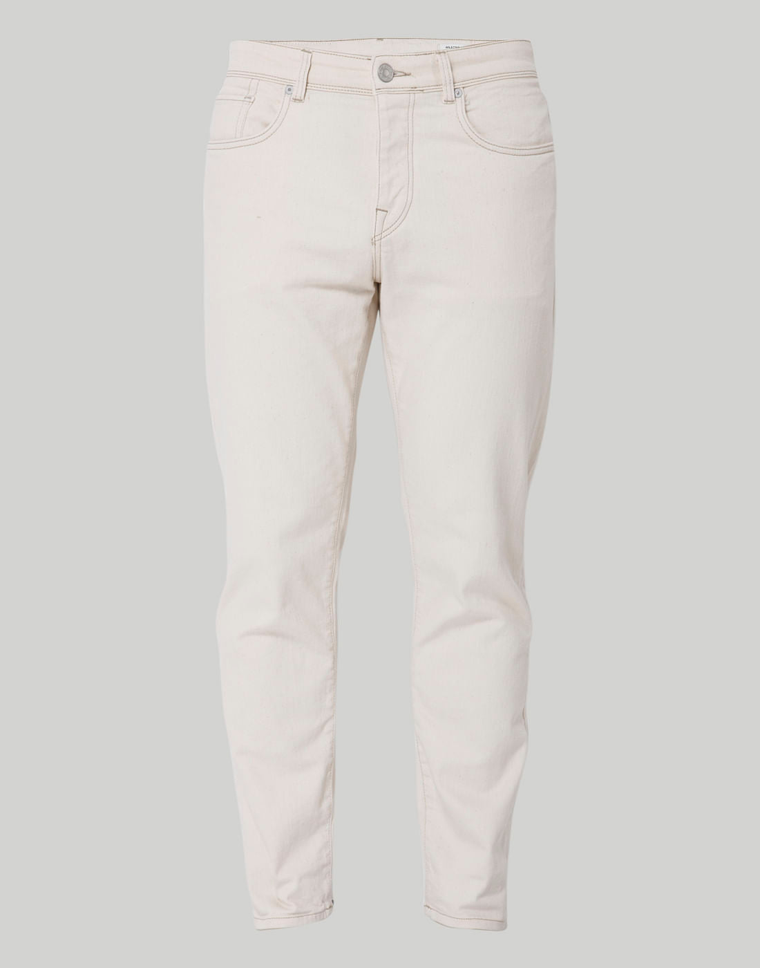 White Tapered Fit Jeans