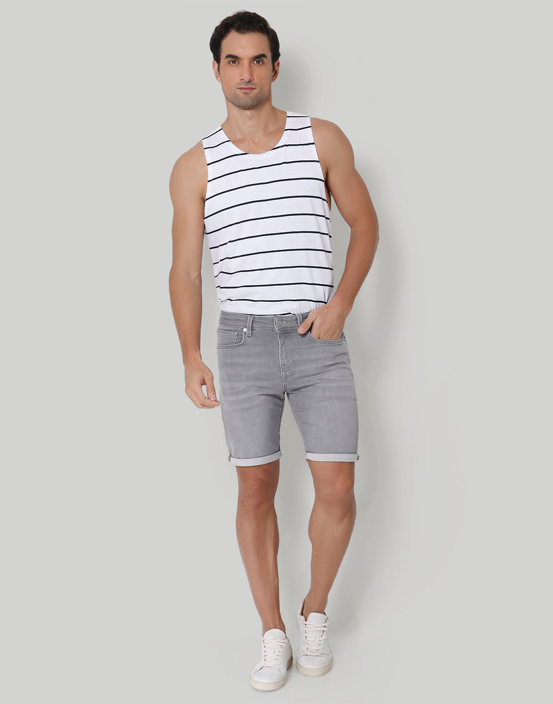 Grey Denim Shorts