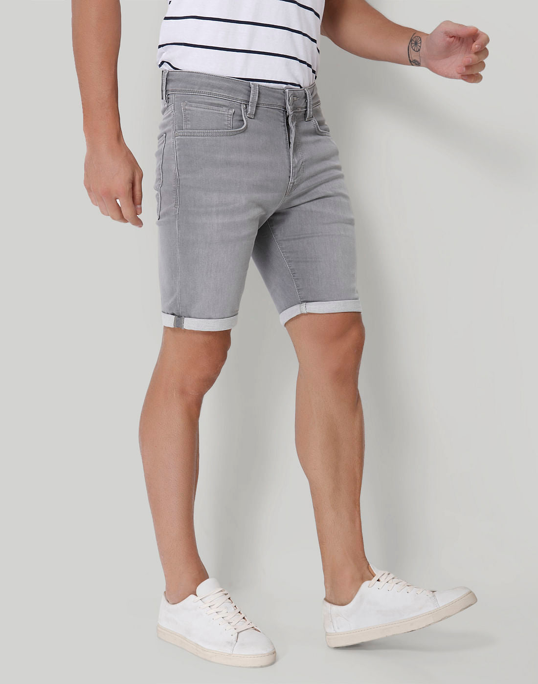 Grey Denim Shorts