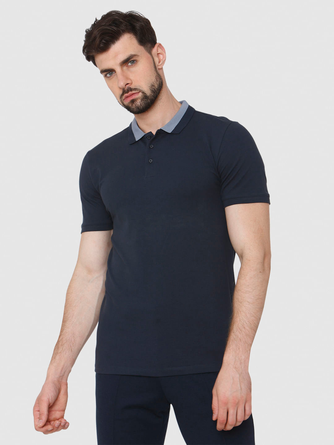 Navy Polo Neck T-Shirt