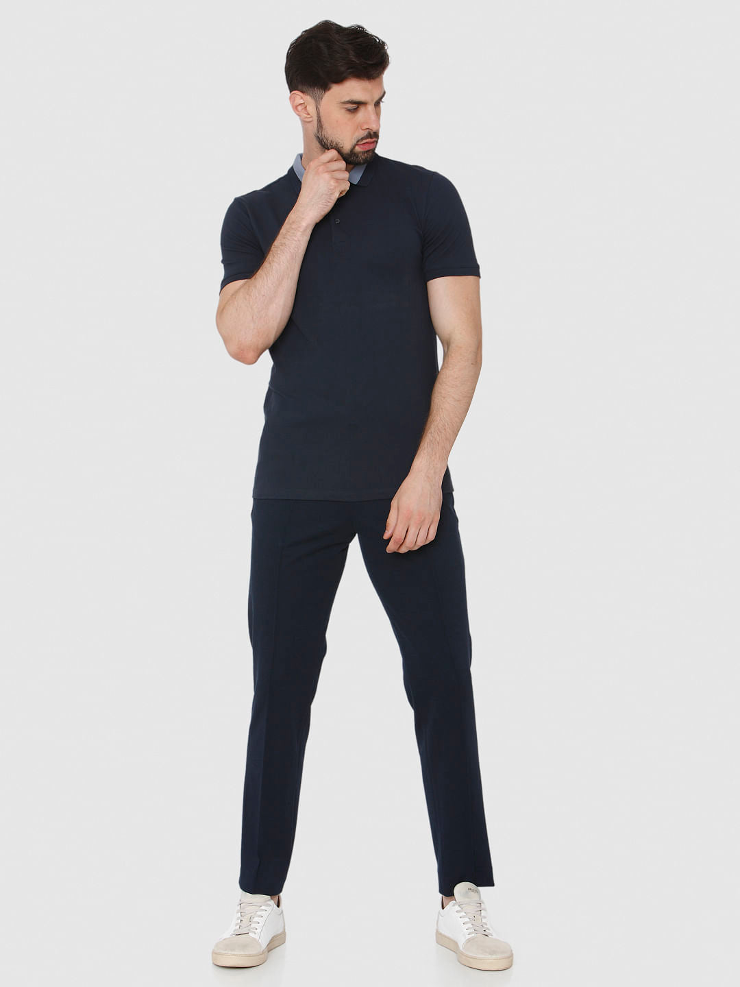 Navy Polo Neck T-Shirt