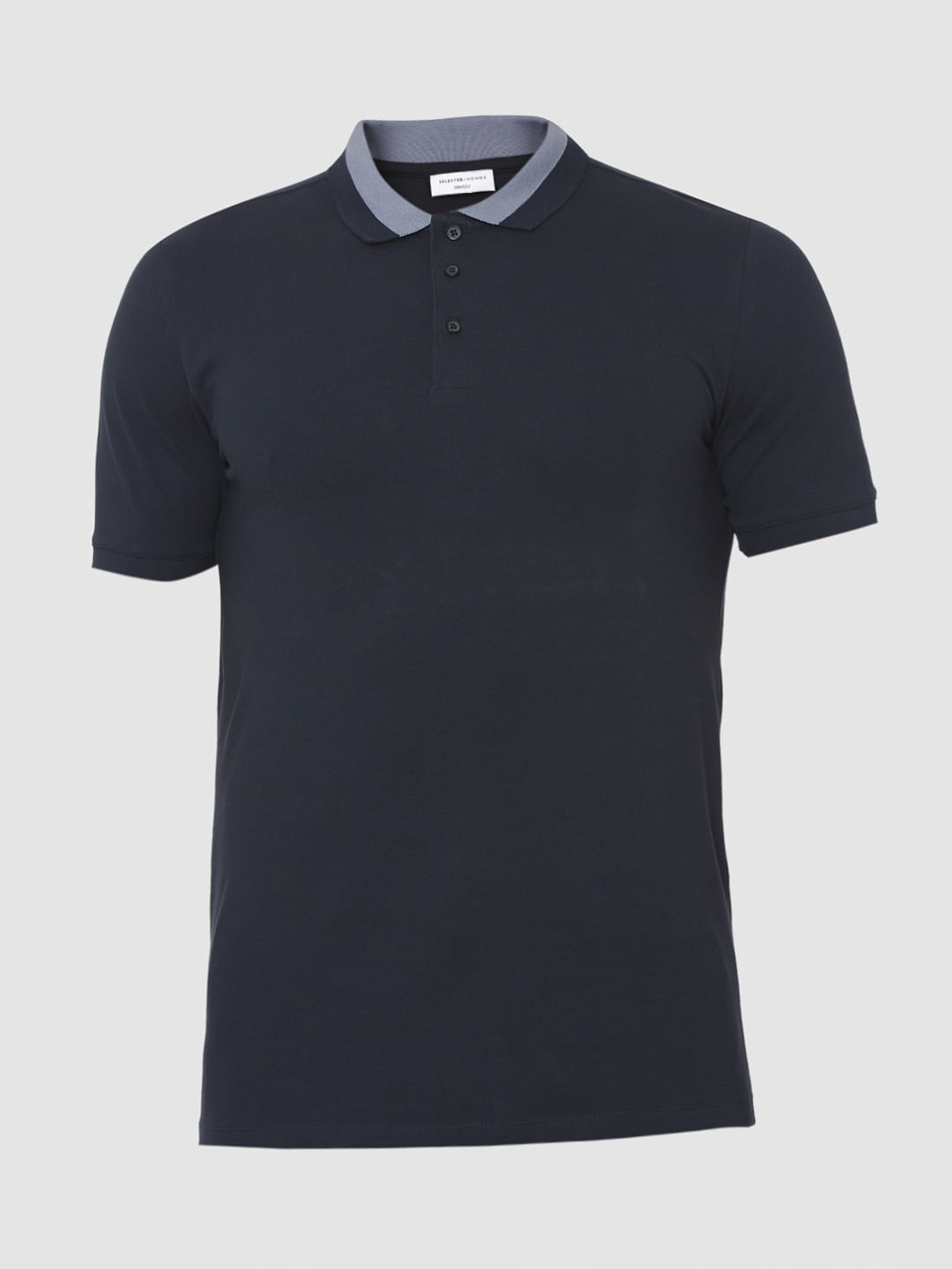Navy Polo Neck T-Shirt