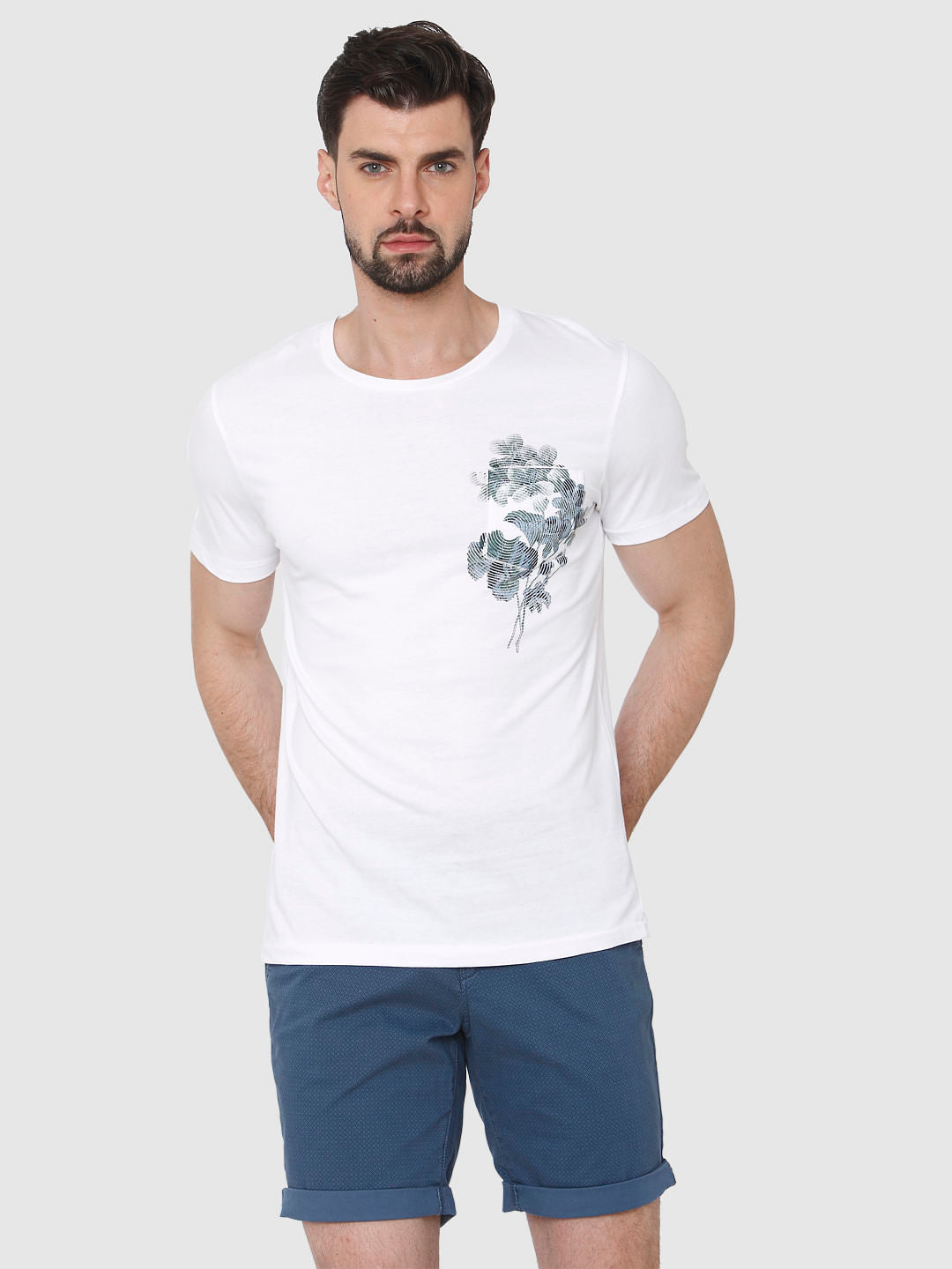 White Graphic Print Crew Neck T-Shirt