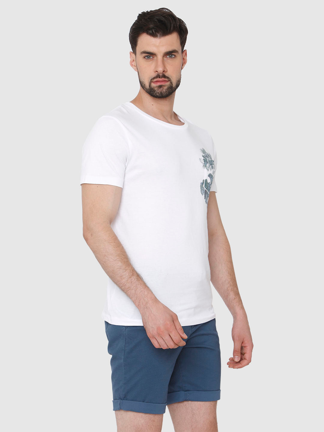 White Graphic Print Crew Neck T-Shirt