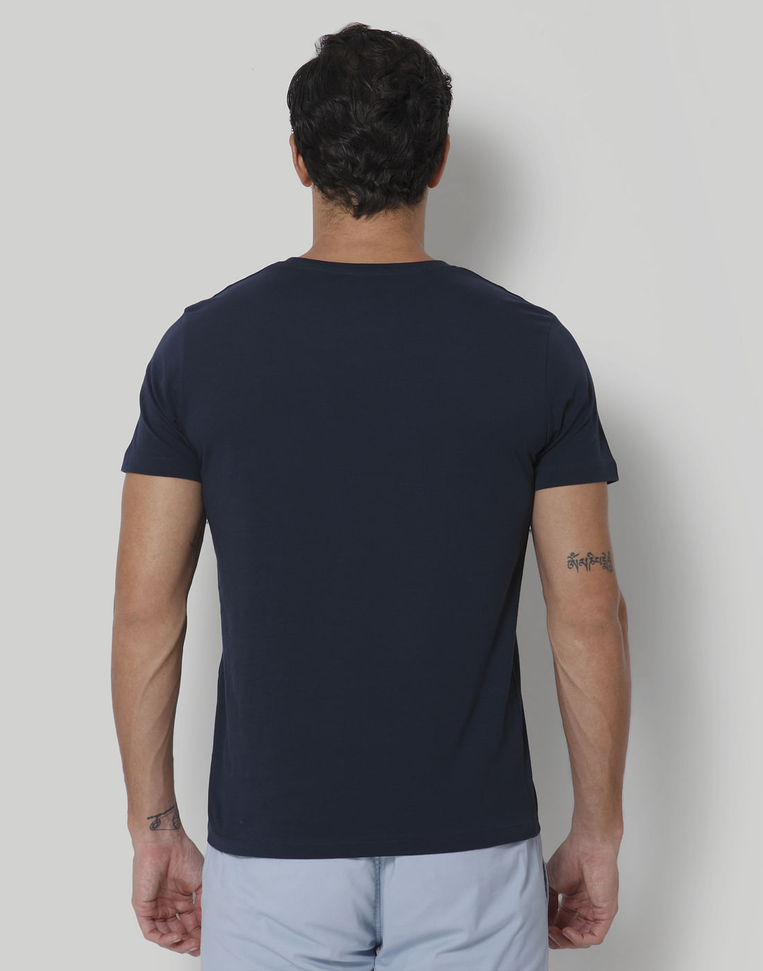 Blue Floral Print Crew Neck T-Shirt