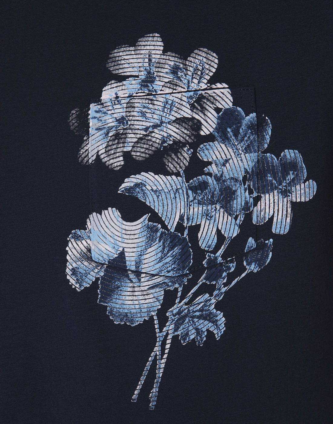 Blue Floral Print Crew Neck T-Shirt