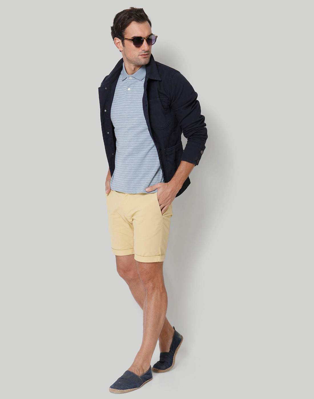 Blue Striped Polo Neck T-Shirt