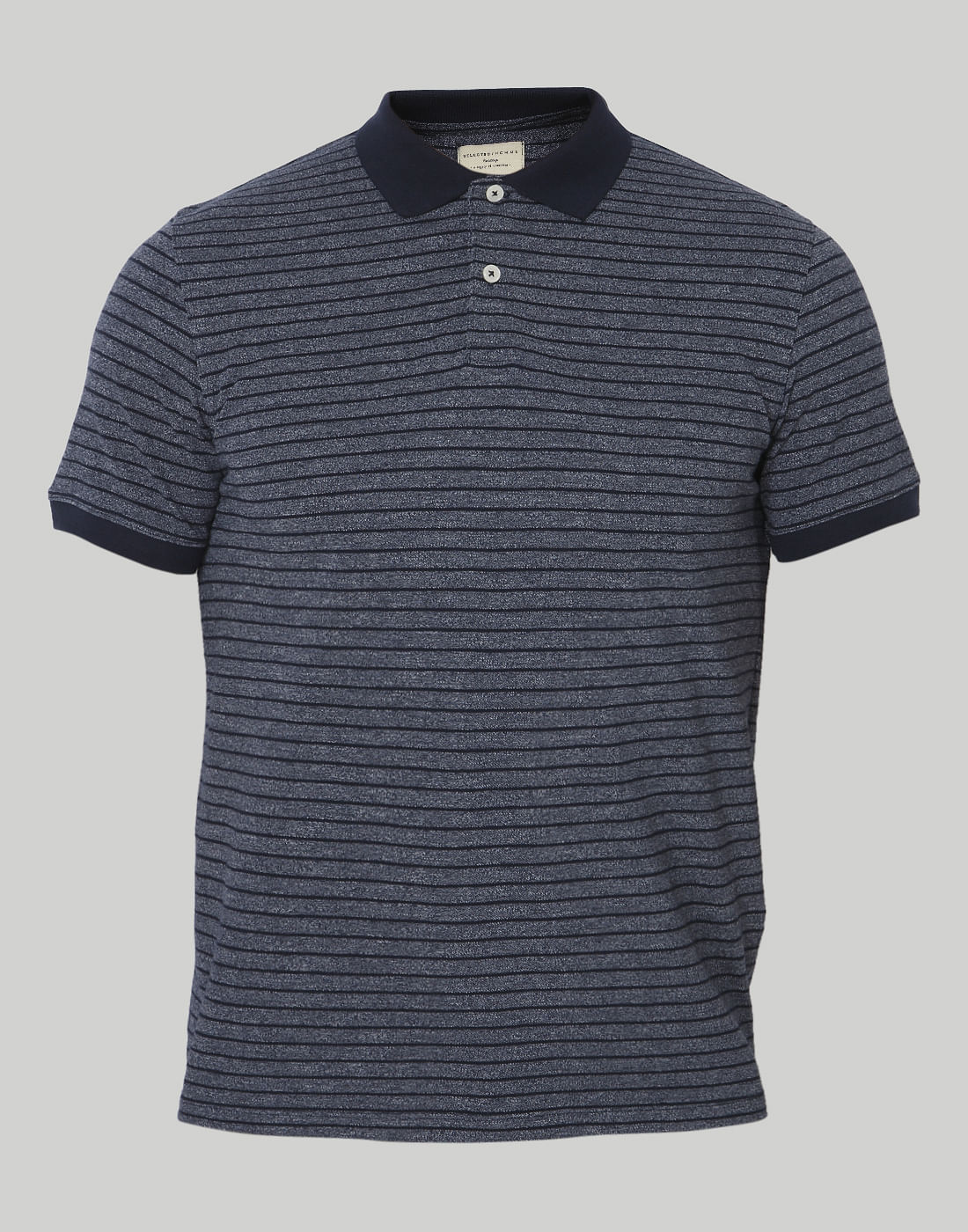 Blue Striped Polo Neck T-Shirt