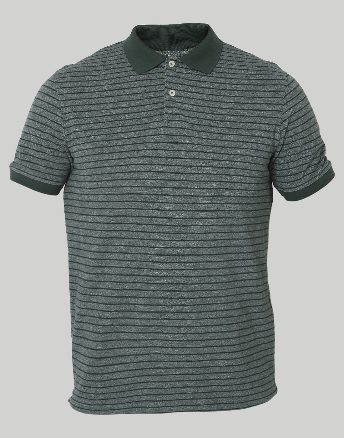 Green Striped Polo Neck T-Shirt