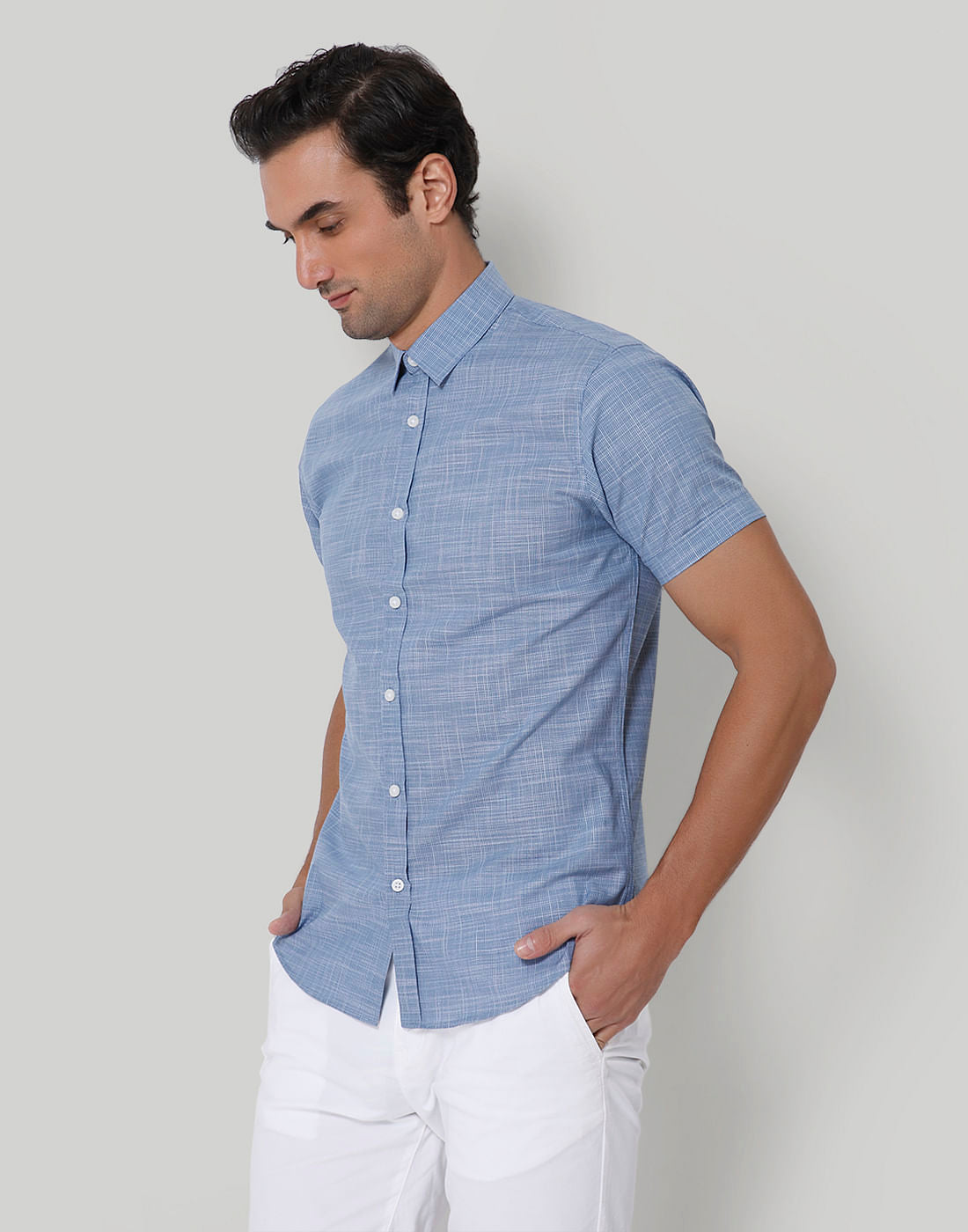 Blue Short Sleeves Shirt