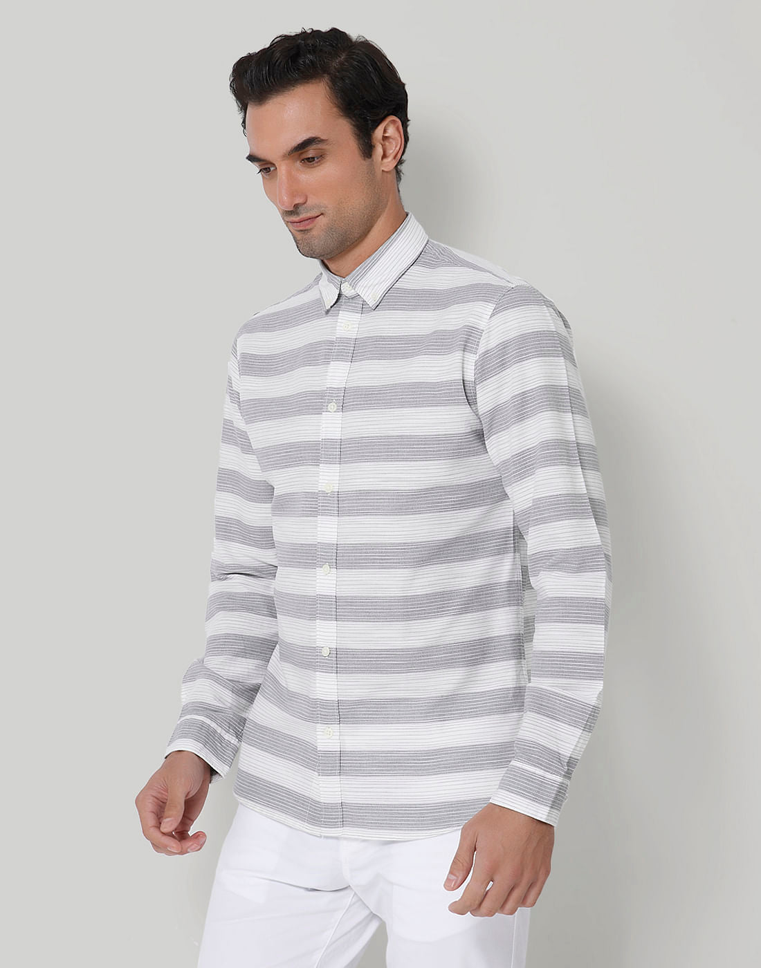 White Striped Full Sleeves Shirt