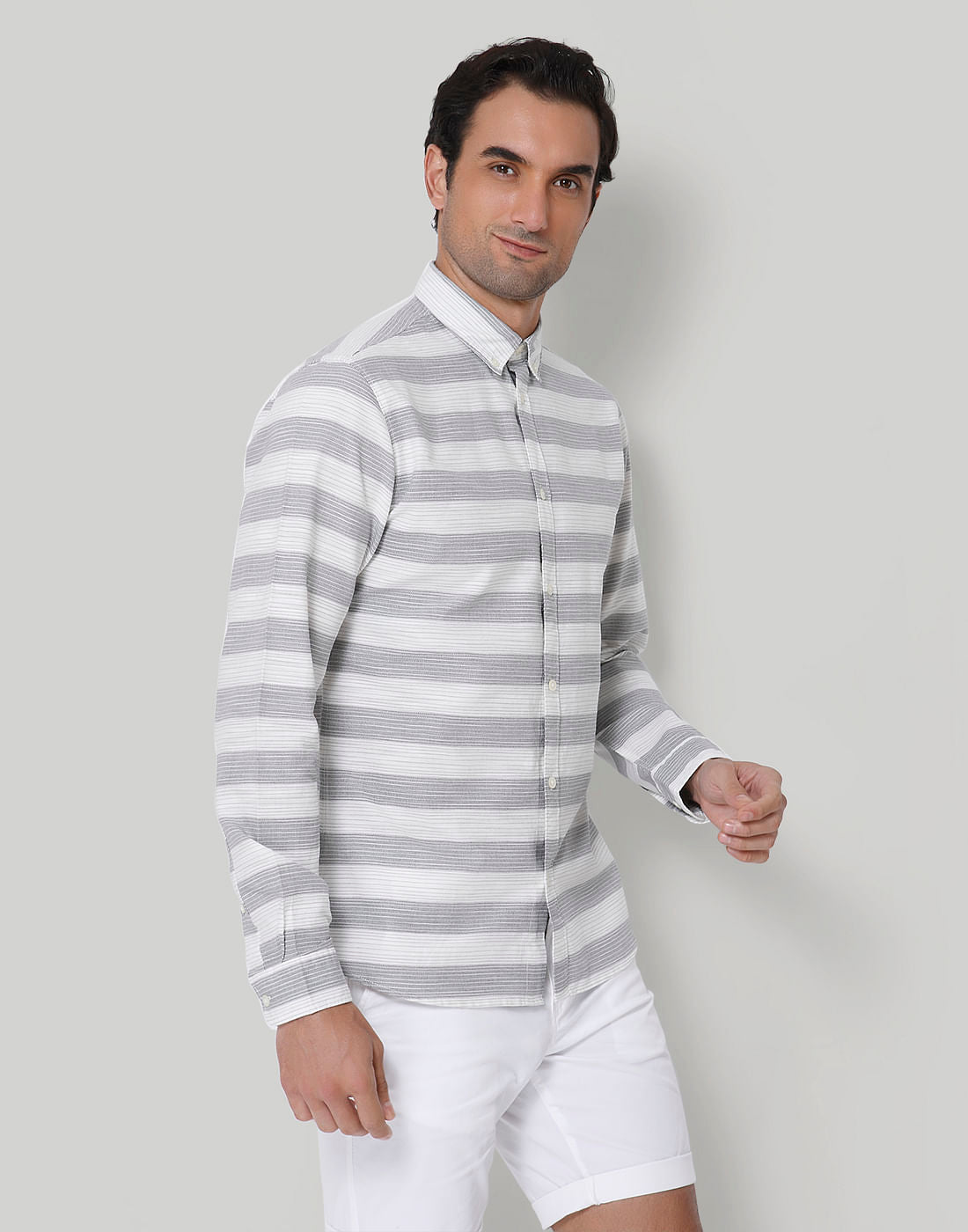 White Striped Full Sleeves Shirt