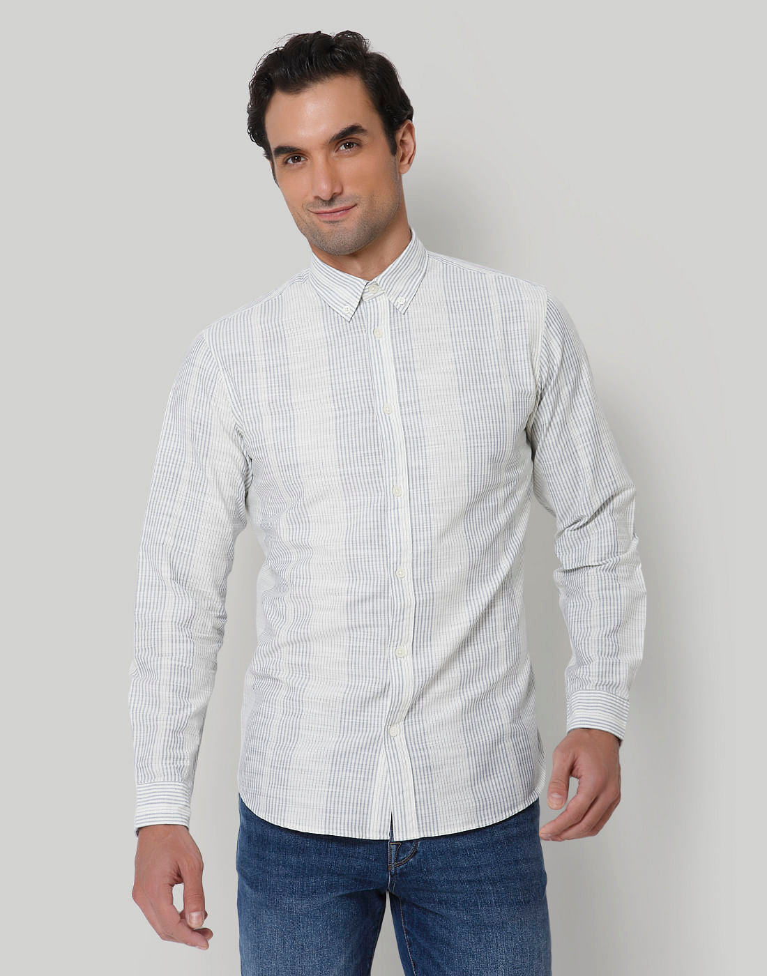 White Striped Full Sleeves Shirt
