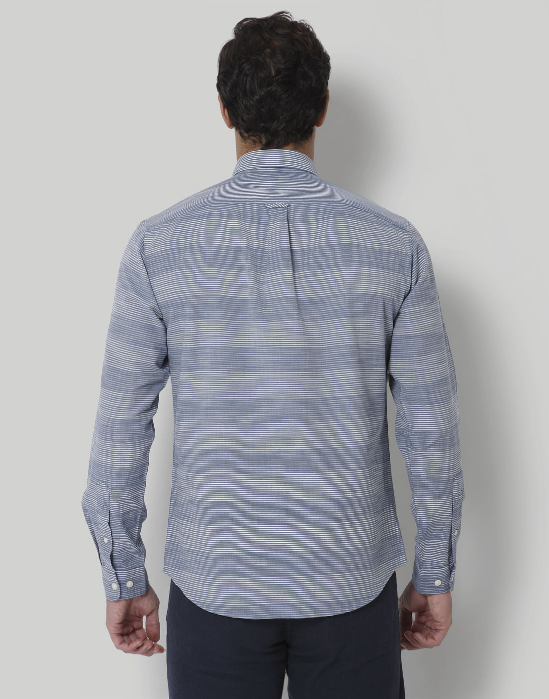 Blue Striped Full Sleeves Shirt