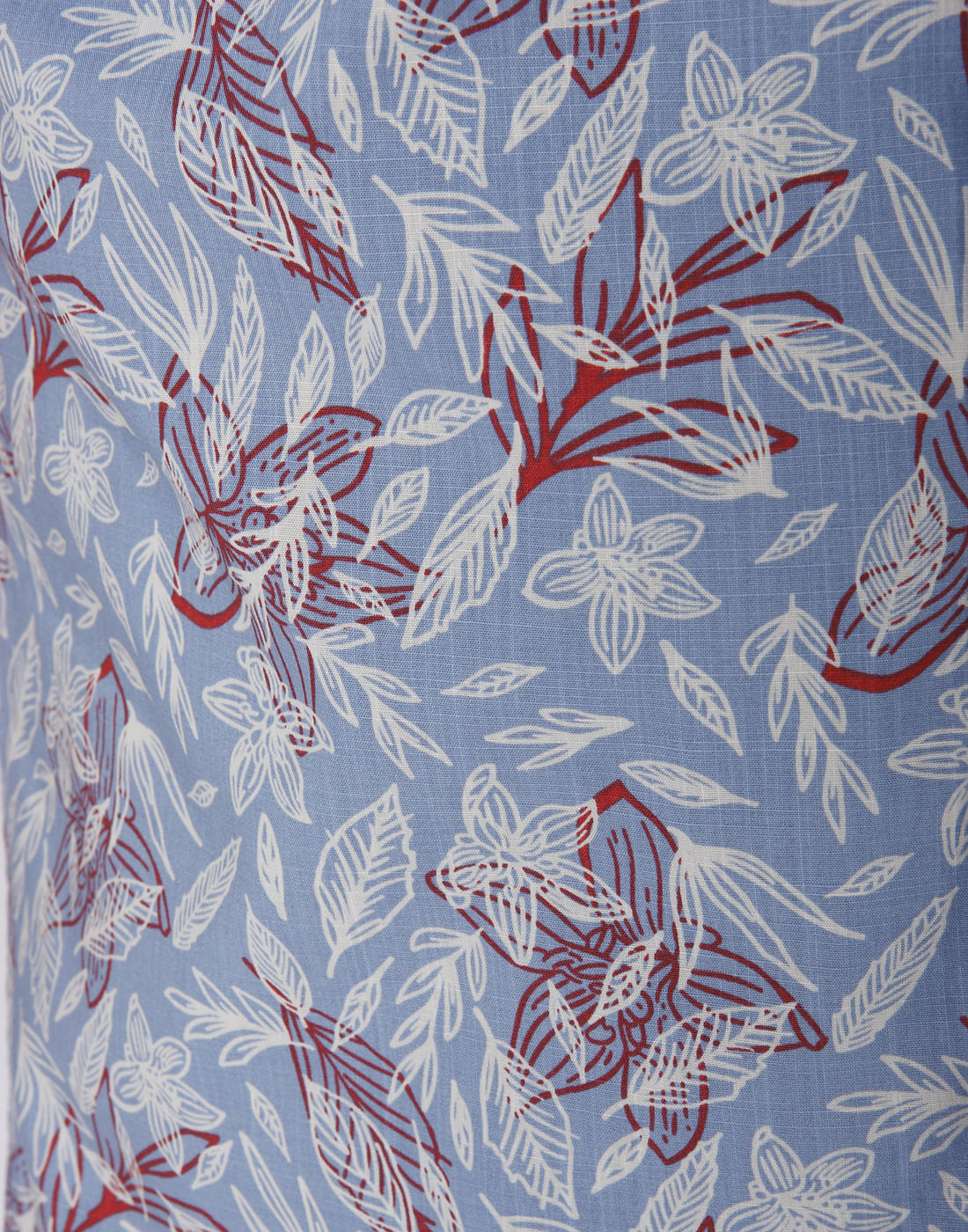Blue Floral Print Short Sleeves Shirt
