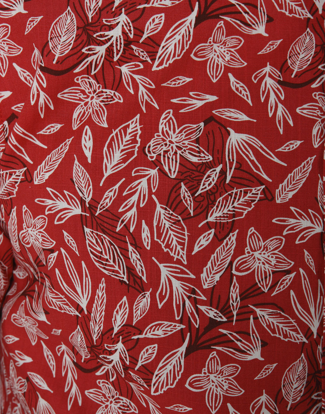 Red Floral Print Short Sleeves Shirt