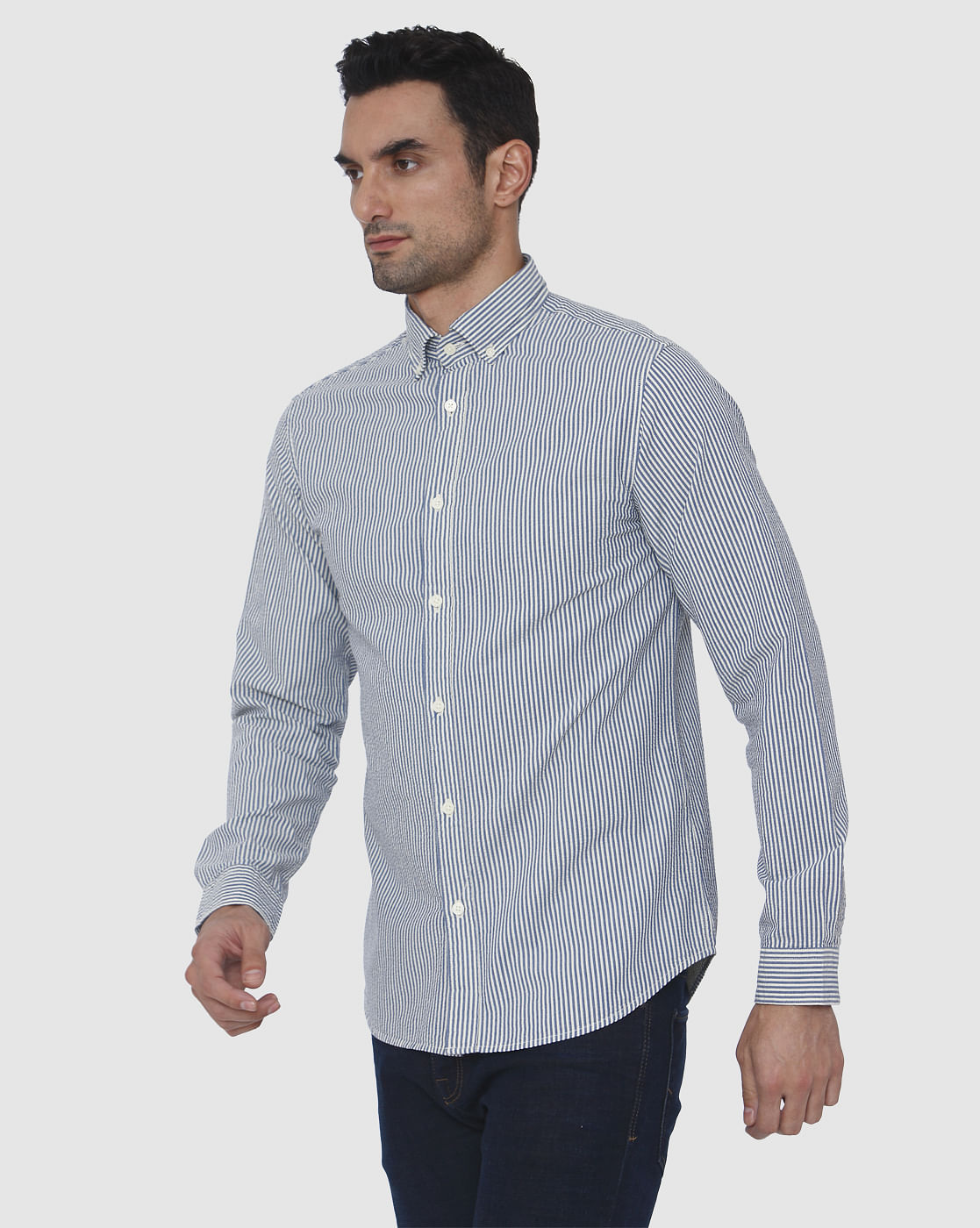 Blue Printed Full Sleeves Shirt