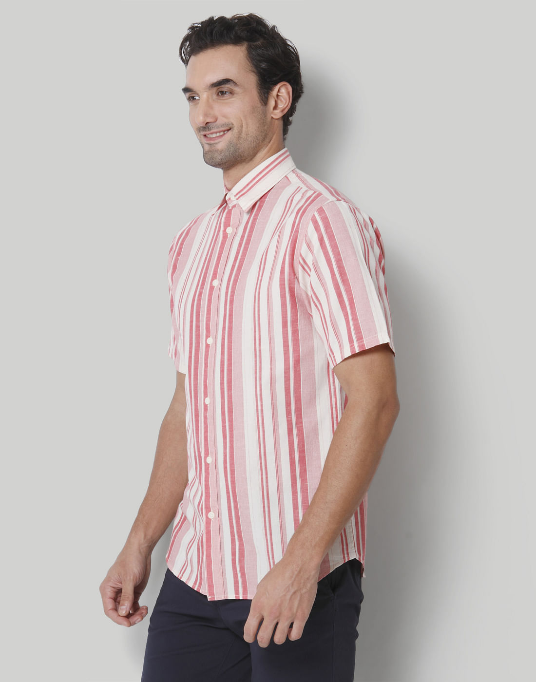 Red Striped Short Sleeves Shirt