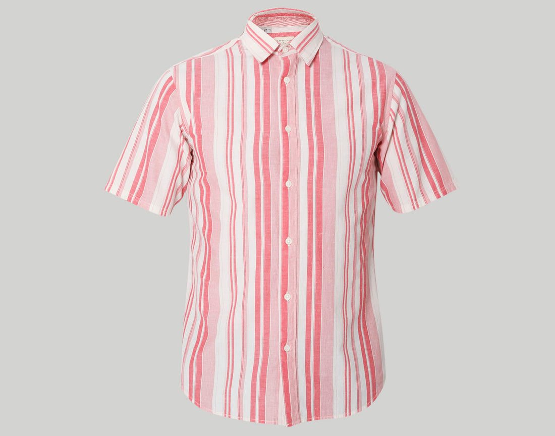 Red Striped Short Sleeves Shirt