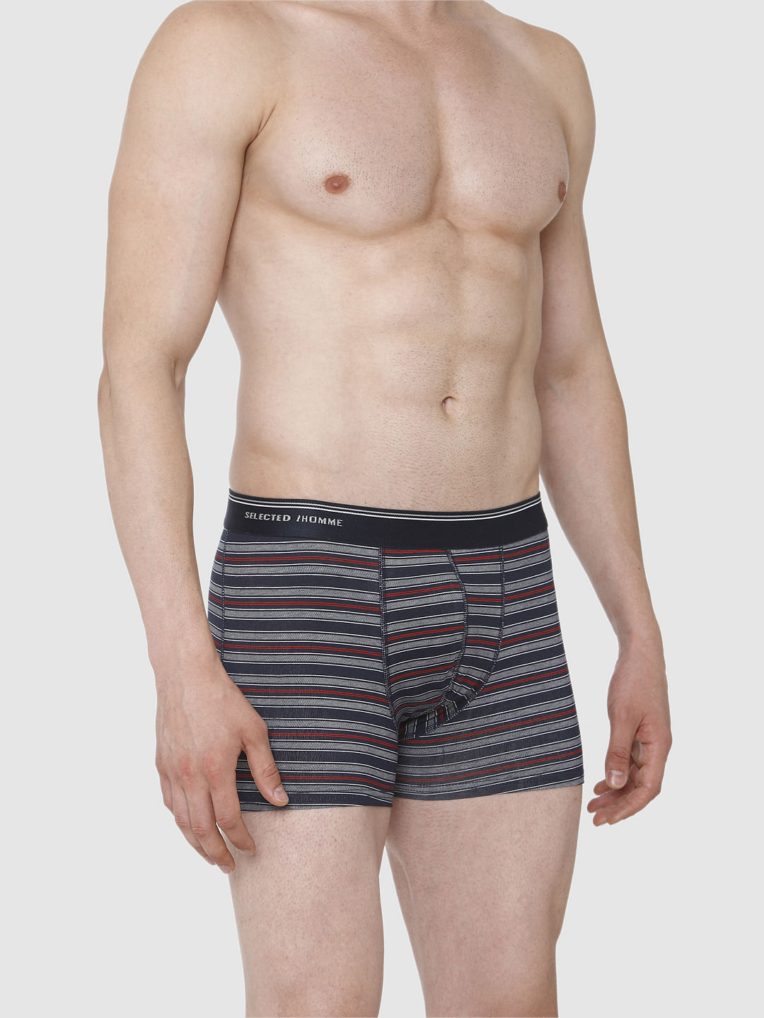 Navy Blue Striped Trunks