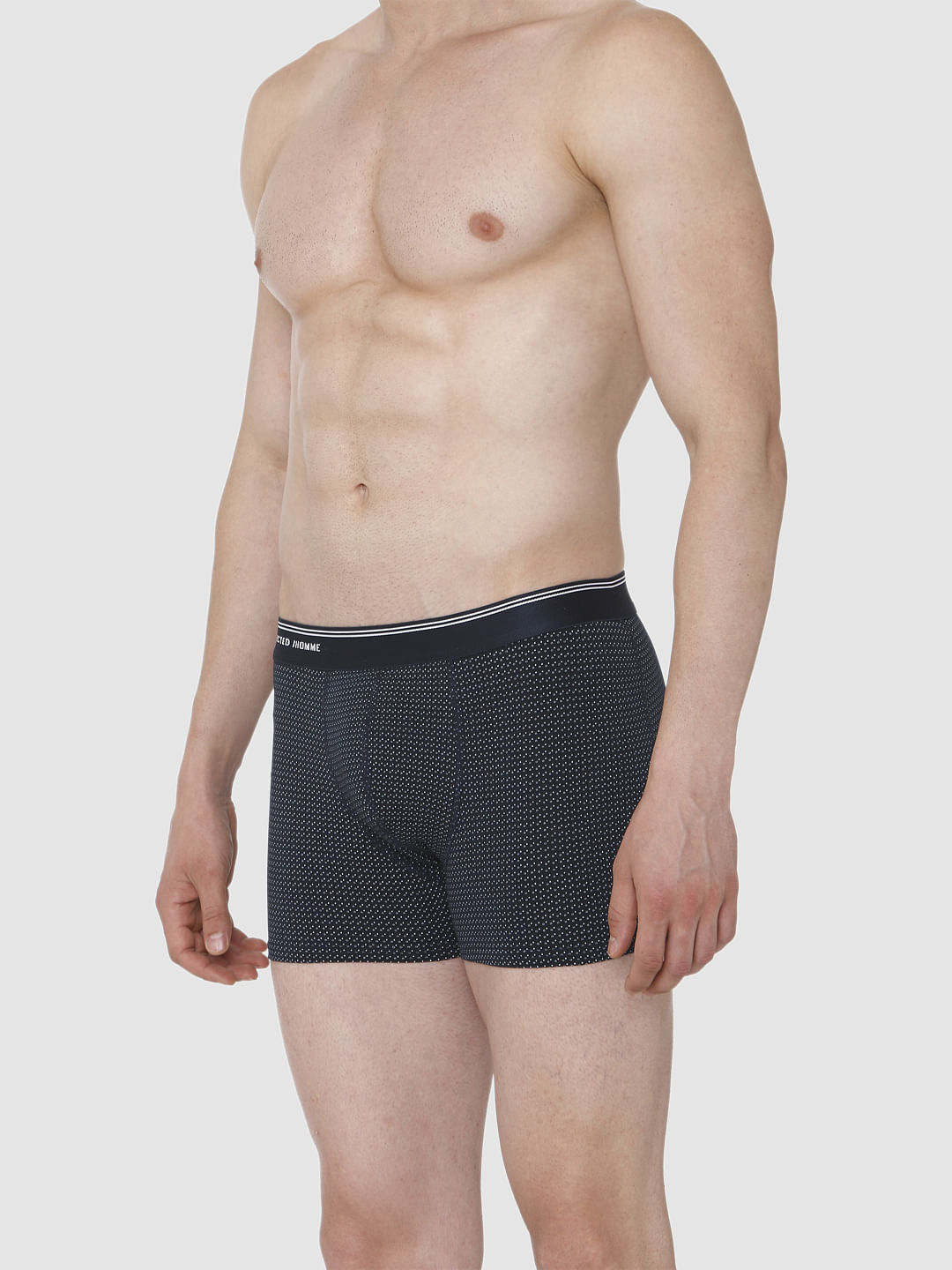 Navy Blue Printed Trunks