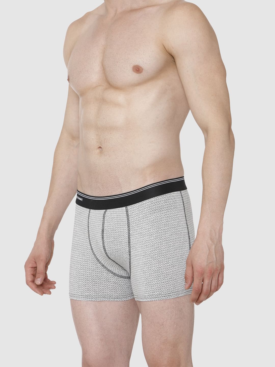 Light Grey Printed Trunks