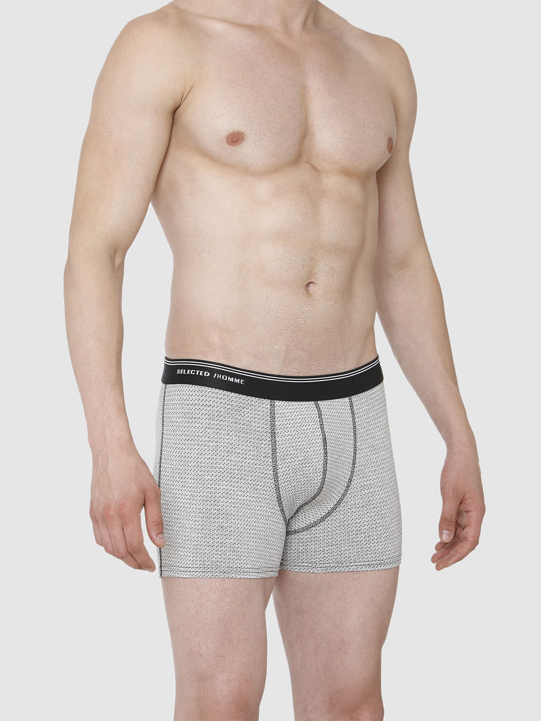 Light Grey Printed Trunks