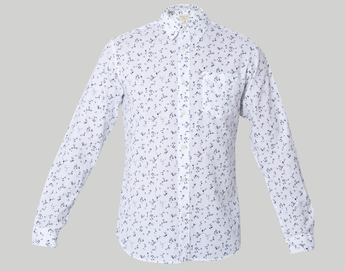 White Floral Print Full Sleeves Shirt