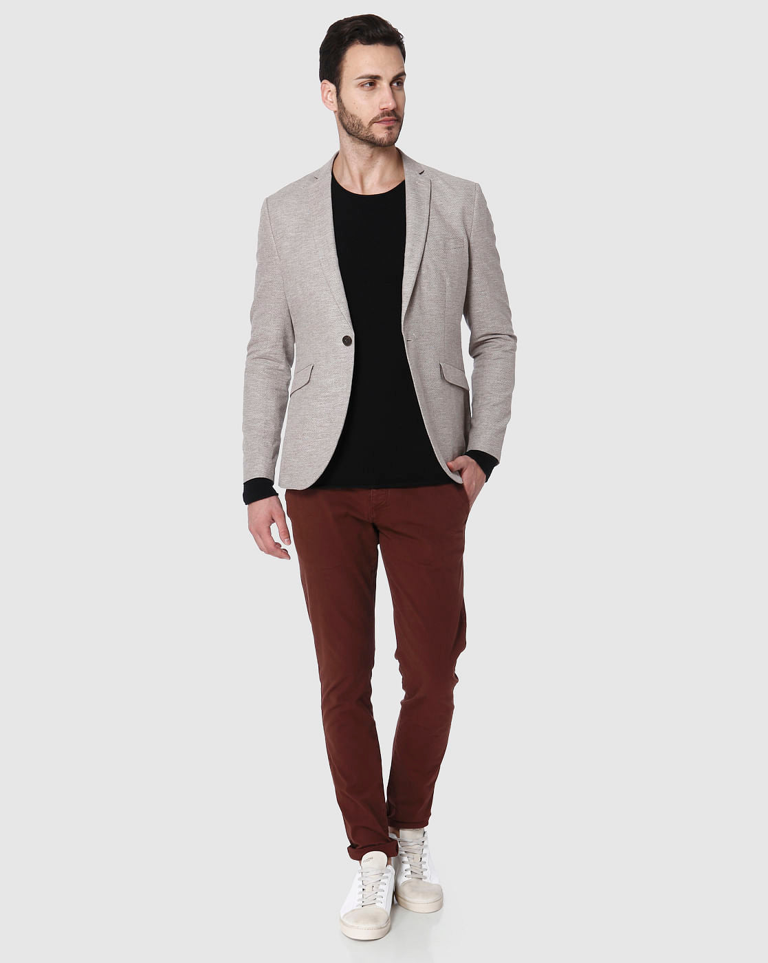 Light Brown Slim Fit Blazer