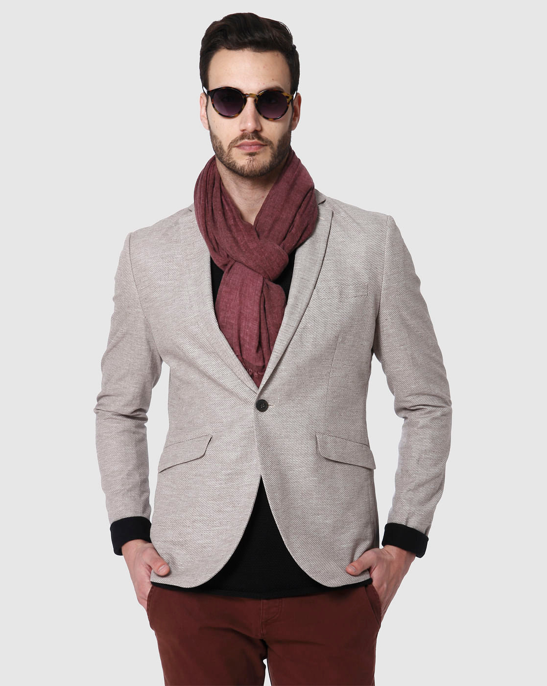 Light Brown Slim Fit Blazer
