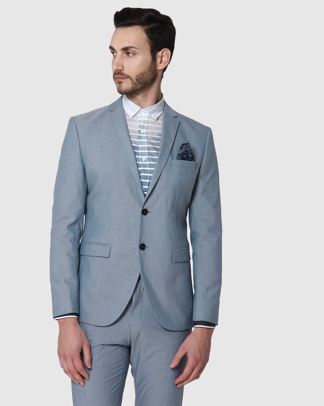 Blue Double Button Slim Fit Blazer