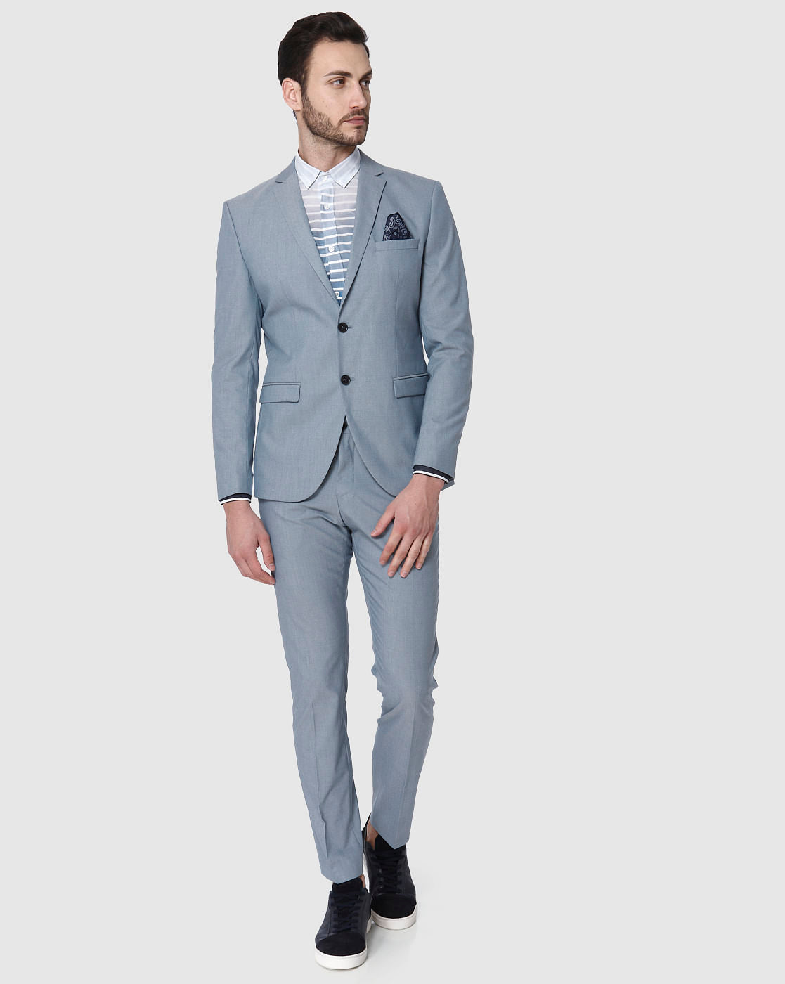 Blue Double Button Slim Fit Blazer