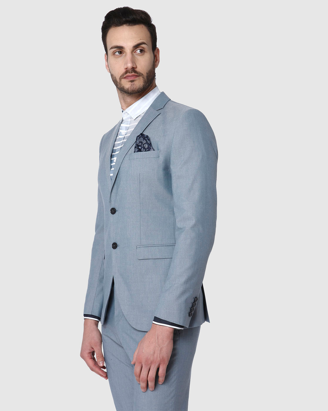 Blue Double Button Slim Fit Blazer