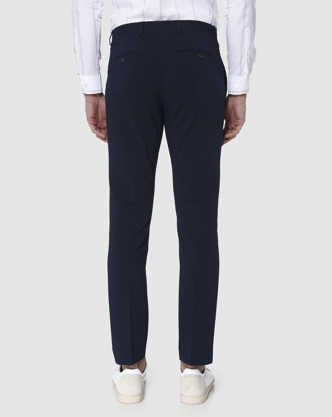 Navy Blue Striped Trousers