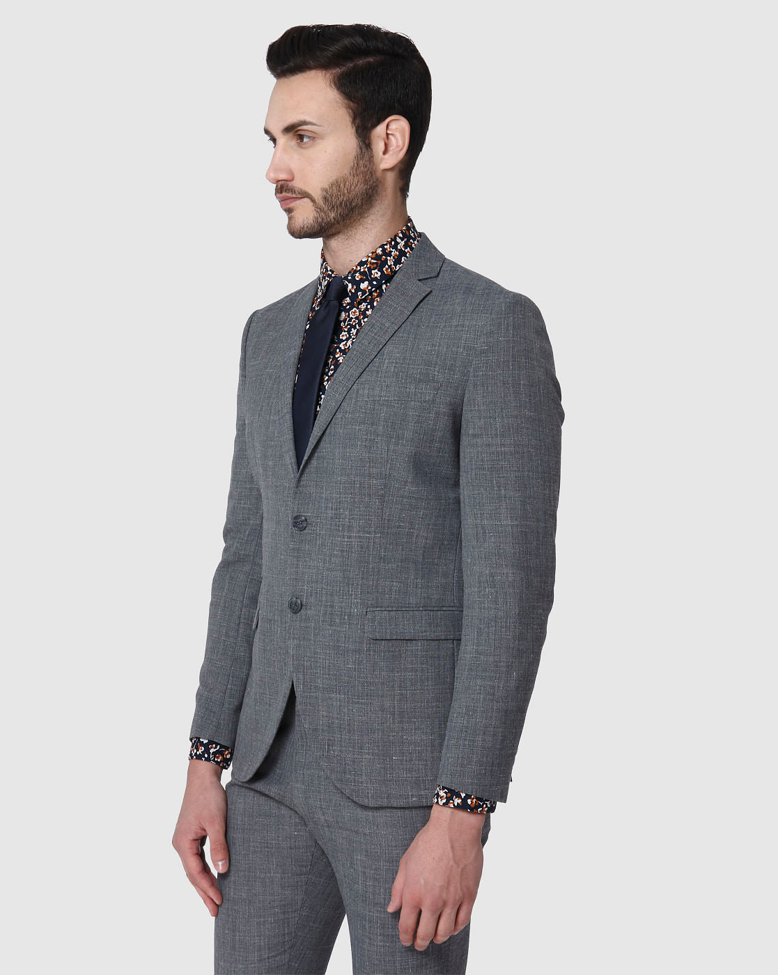 Grey Formal Slim Fit Blazer