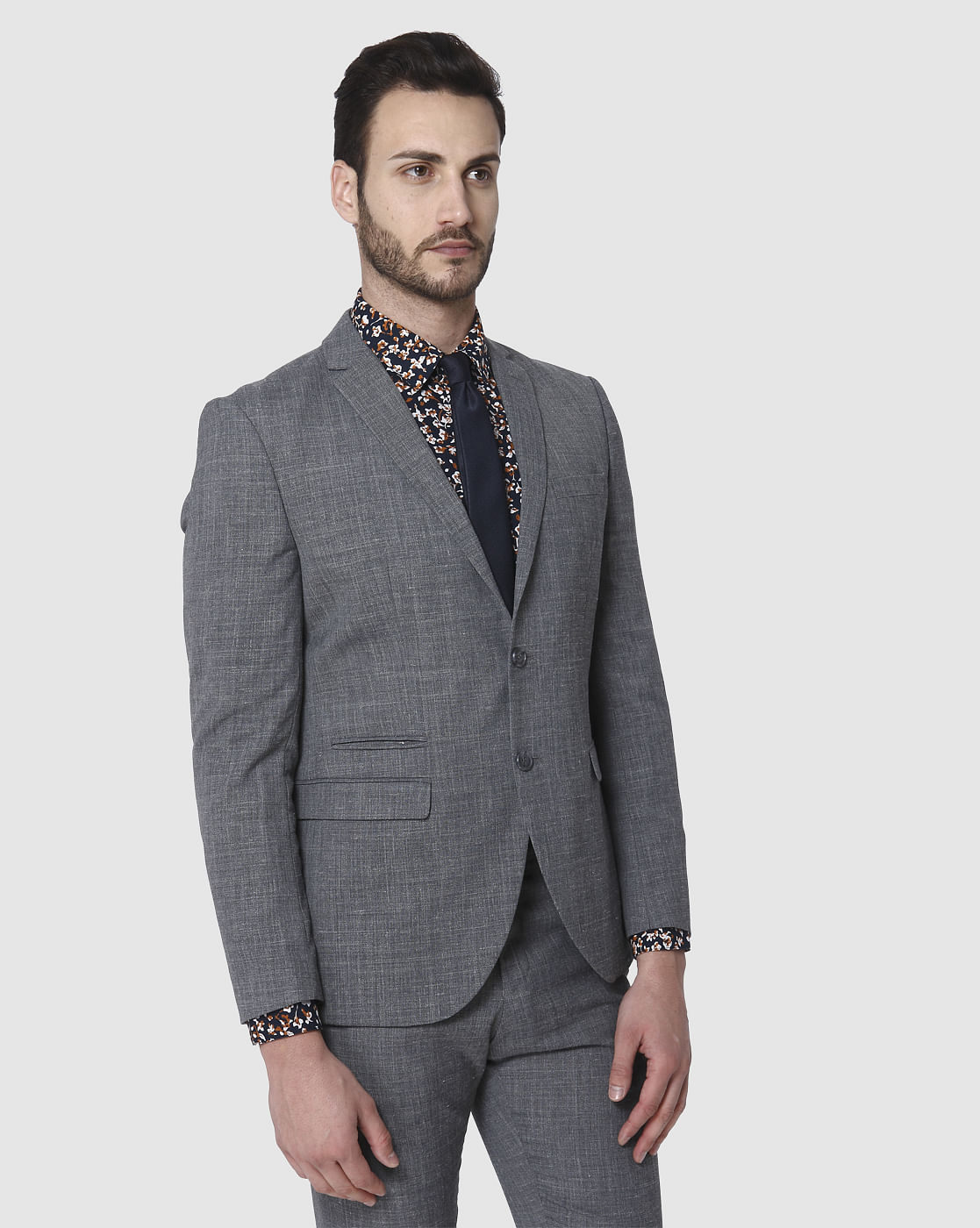 Grey Formal Slim Fit Blazer