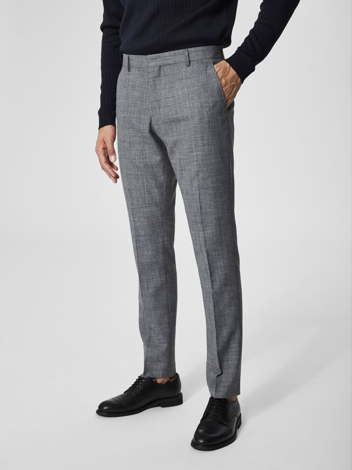 Grey Formal Slim Fit Trousers