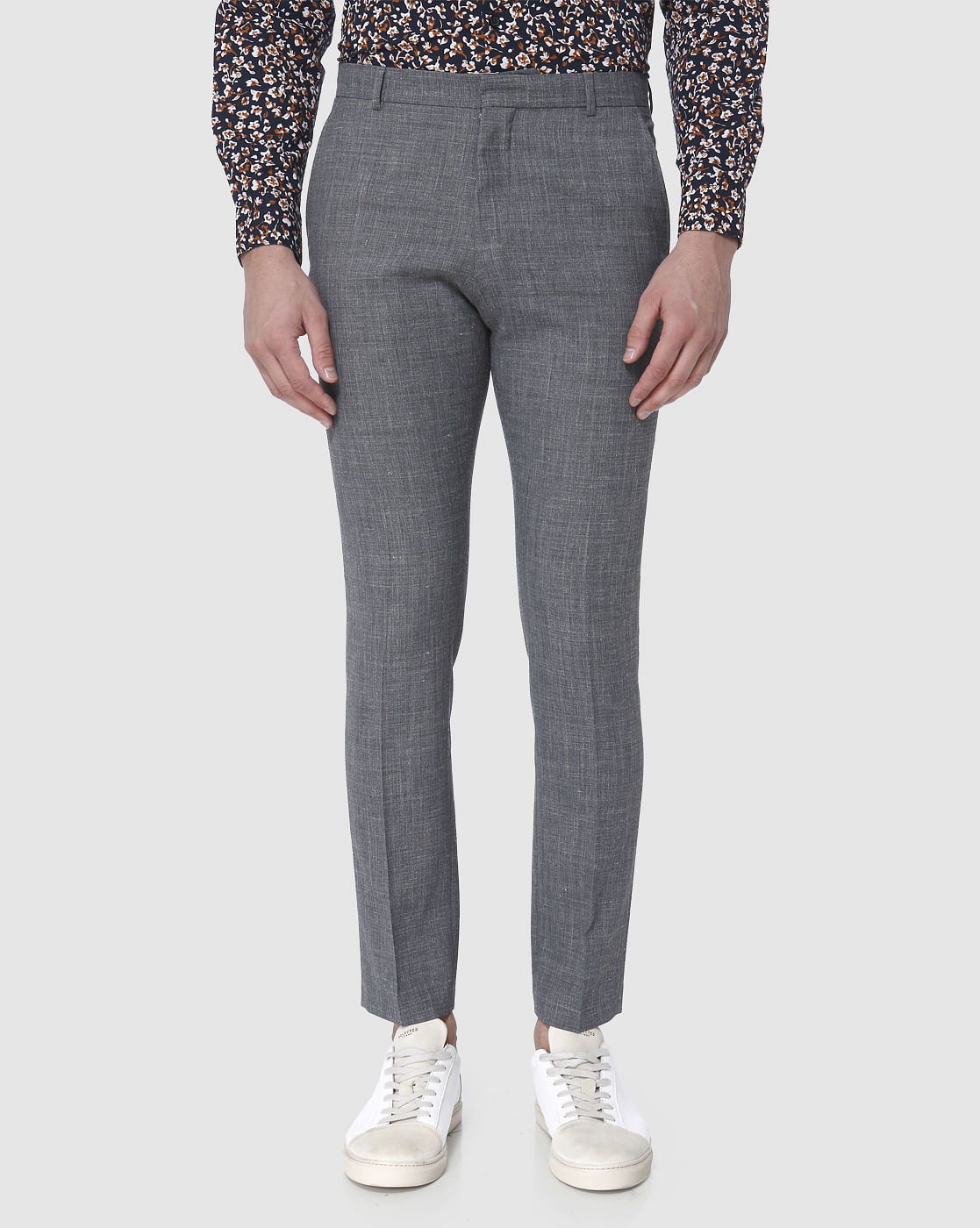 Grey Formal Slim Fit Trousers
