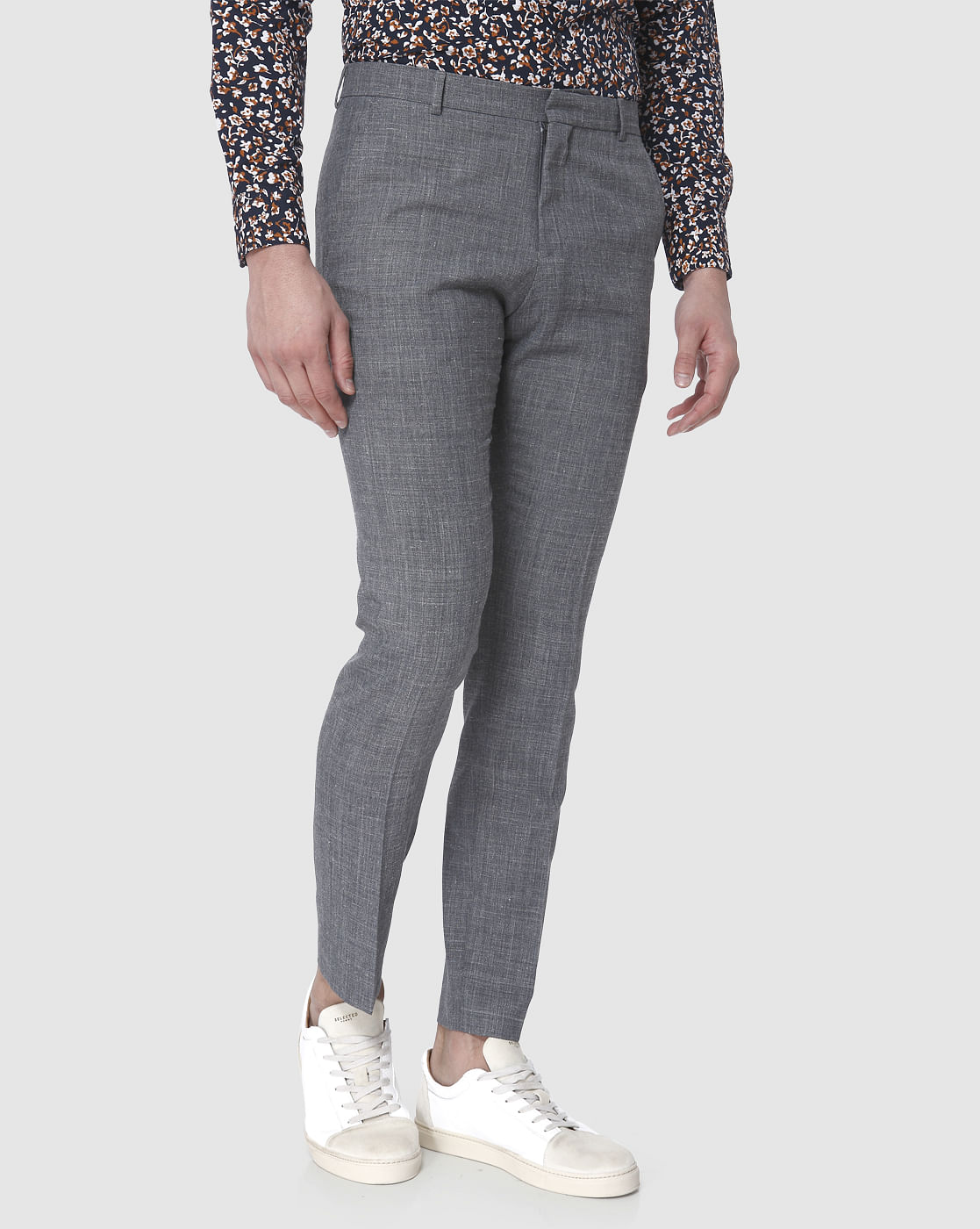 Grey Formal Slim Fit Trousers