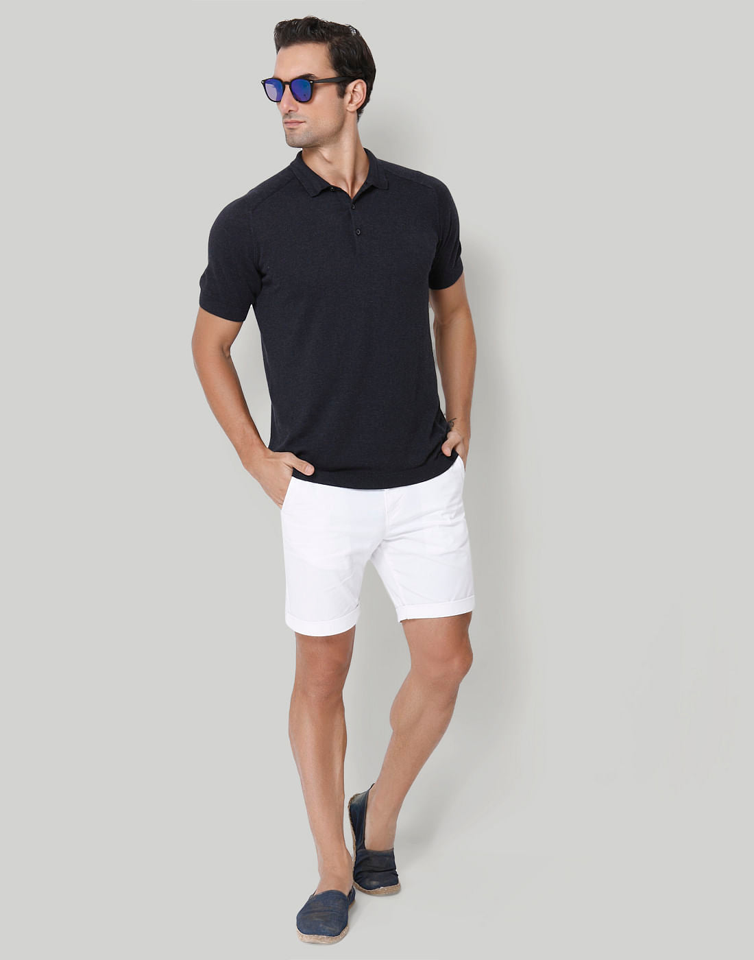 Blue Polo Neck T-Shirt