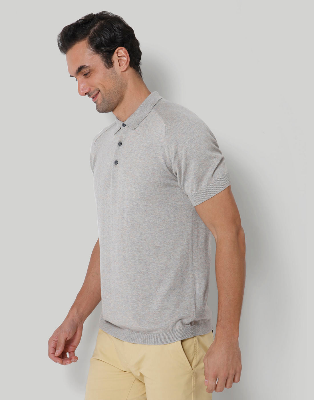 Grey Polo Neck T-Shirt