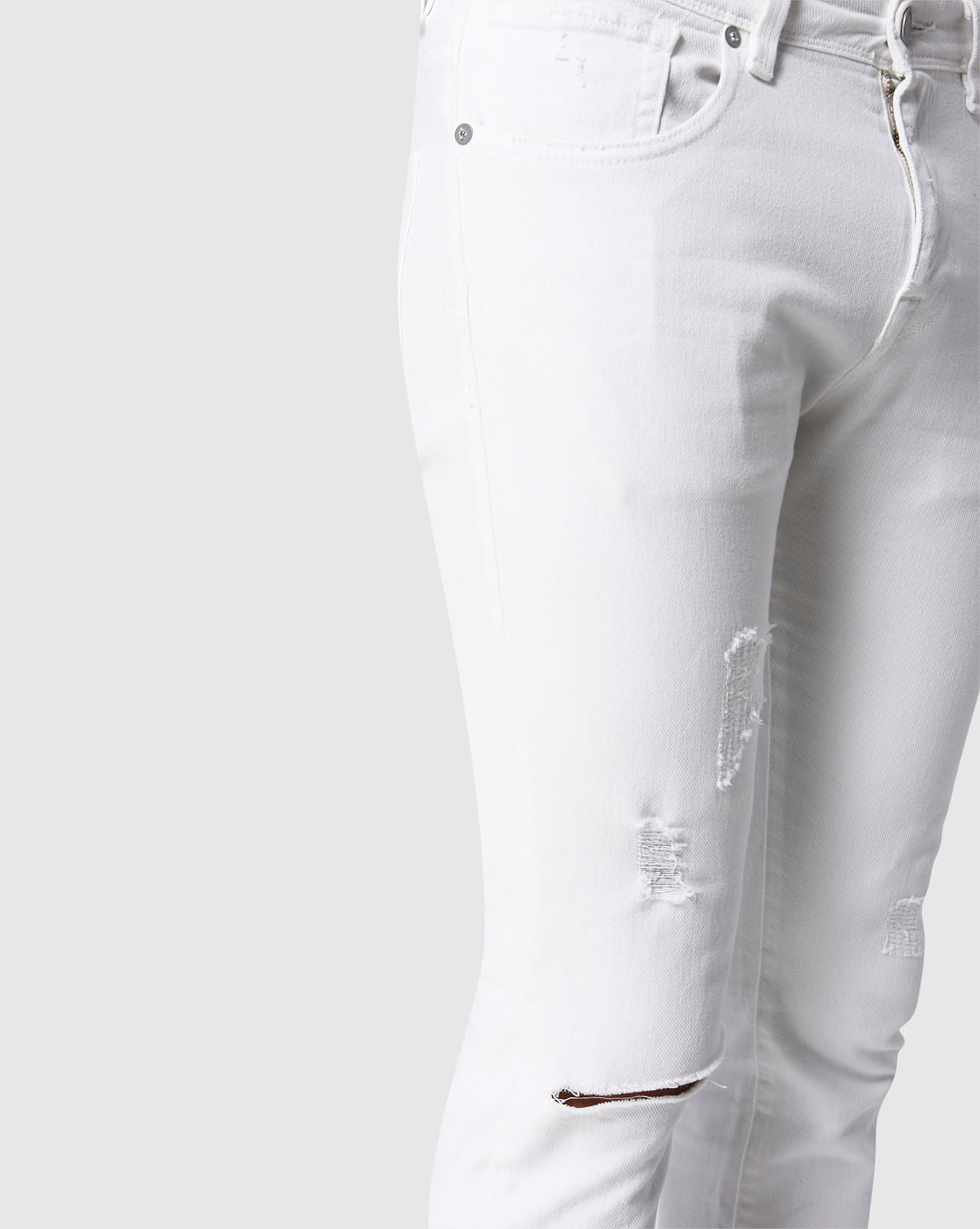 White Knee Ripped Leon Slim Fit Jeans